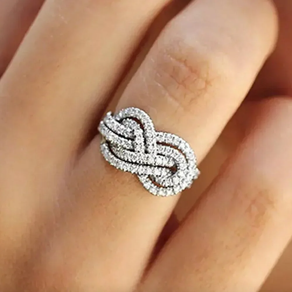 14k White Gold Diamond RIng Infinity Ring Band
